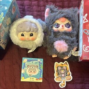 Adorable Plush Animal Set - Gray and White Bundle of 2